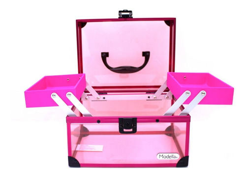Imagen 3 de 3 de Neceser Duro Transparente Rosa