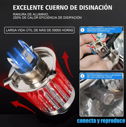 2024 Foco Led Ba20d H4 Faros For Motocicleta Luz Alta Y Baja