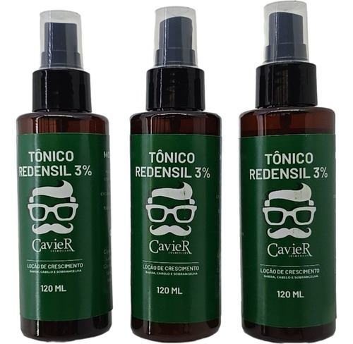 Kit 3 Tonicos Loção Crescimento 120ml Cavier Cosmeticos Fragrância Perfumada
