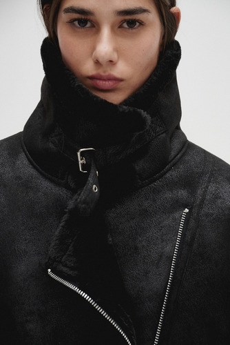 Campera Gamulan Dobby Piel Sintetica Abrigo Mujer Sweet