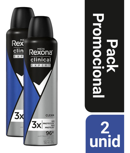 Kit 2 Desodorante Rexona Clinical Men Mais Proteção Clean