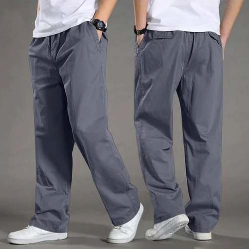 Pantalones Casuales De Algodón Para Hombre Con Cintura Elást