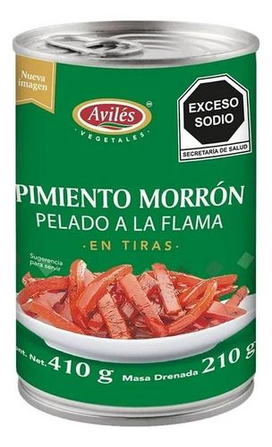 Avilés Pimiento Morrón Pelado A La Flama En Tiras 410 Gr