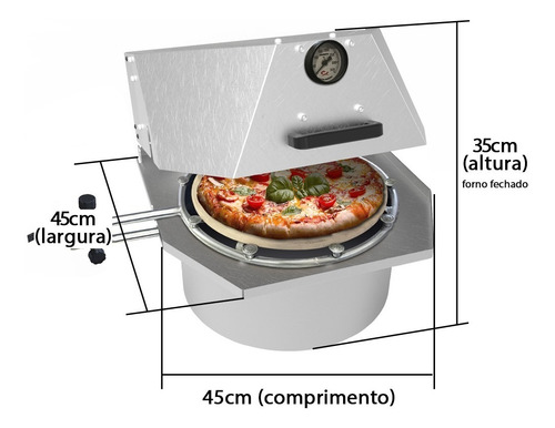Forno De Pizza À Gás Redondo Faz Pizza 40cm Promoção Já