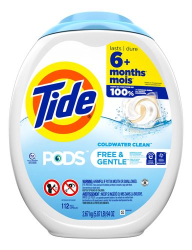 Detergente Tide Pods Free And Gentle 3 En 1, 112 Capsulas