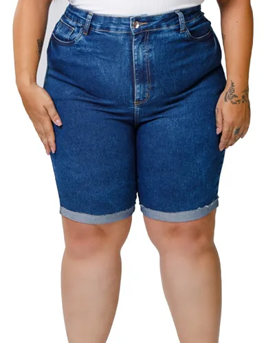 Bermuda jeans feminina plus size sale mercado livre