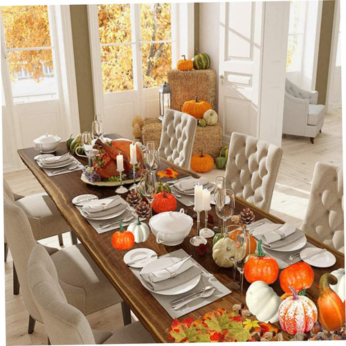 Decoración De Halloween, Mini Calabazas Artificiales Hojas