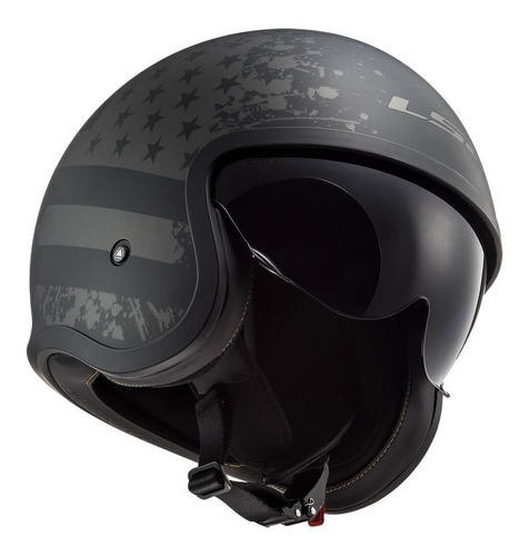 Casco Abierto 3/4 Ls2 Of599 Spitfire Black Flag - Negro Mate Diseño Black Flag Color Matt Black Tamaño Del Casco L