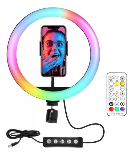 Anillo Luz Led 32cm Selfie Maquillaje Rgb 360° Mega Efectos