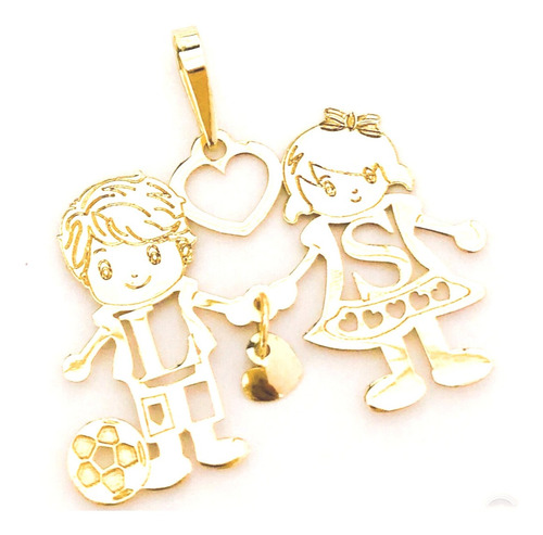 Pingente Ouro 18k Filhos Filhas Menina Menino Com Iniciais
