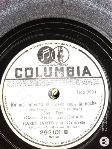 Pasta Harry James Orquesta Columbia C109