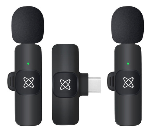 Microfono Inalambrico Periodista 2 Mic Celular Usb Tipo C - Color Negro Megan TEch