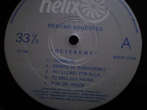 Vinilo De Sergio Esquivel -quiereme(u184