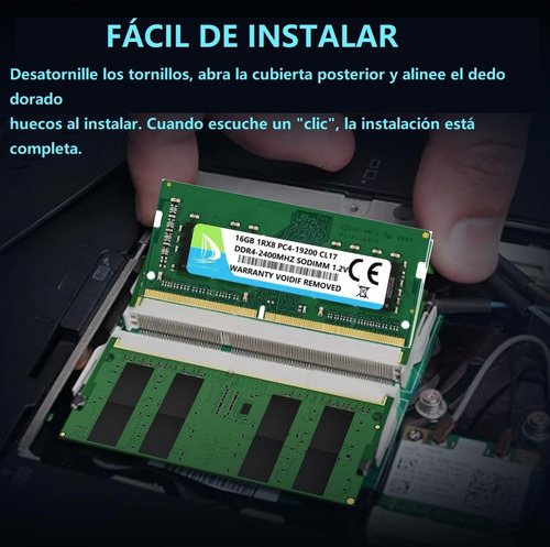 Memoria RAM DDR4 16GB gamer DDR4-2400S Sodimm para laptops Duomeiqi PC4-19200S CL17 260Pin verde