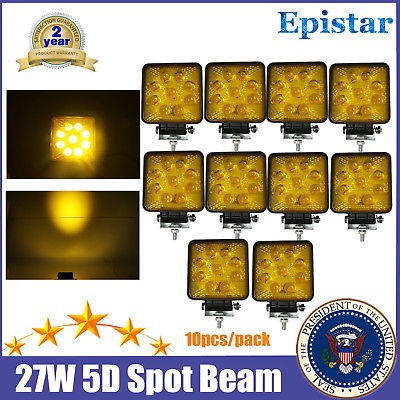 10 X Trabajo Del Led 27w Luz Ámbar 5d Lente Offroad Niebla C