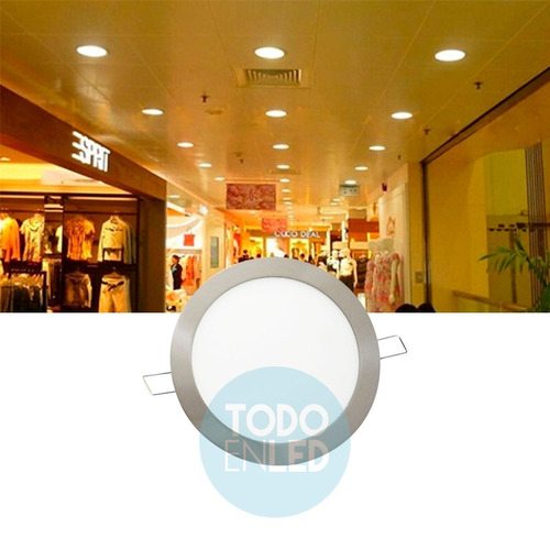 Imagen 3 de 10 de Panel Plafon Led Embutir Redondo Níquel 12 Watt