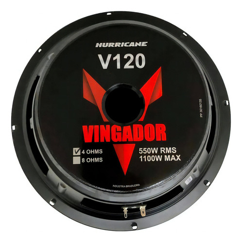 Alto Falante Woofer 12 Vingador 550w Rms 4 Ohms Hurricane