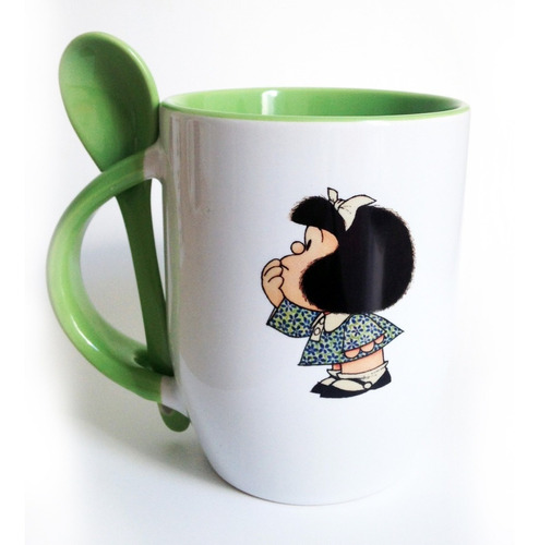 Taza Con Cuchara Personalizada Mafalda Diseño Regal Recuerdo