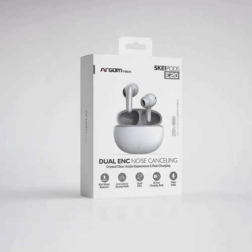 Audifonos Bluetooth Recargables Argom Skeipods E20 Blanco Blanco