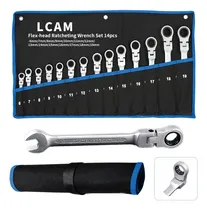 Comprar LCAM BS-12 Kit de Llaves Matraca Kit Juego de Herramientas Mecanicas Herramientas de Reparación de Automóviles 72 Dientes Trinquete Cabeza Flexible Acero Cromo Vanadio 14 piezas 6mm to 19mm
