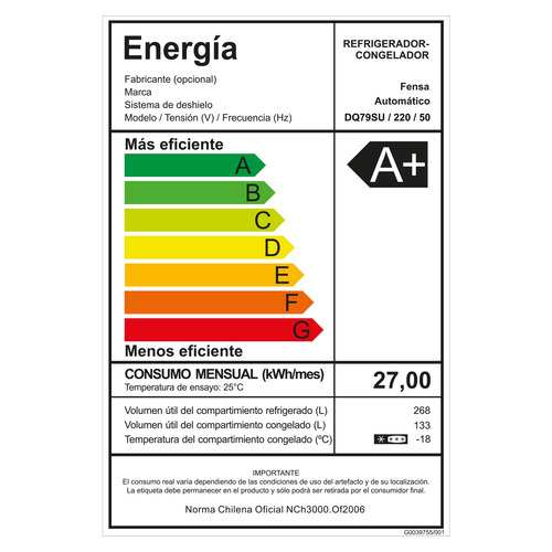 Refrigerador Fensa 401l No Frost 4 Puertas Inverter Dq79su