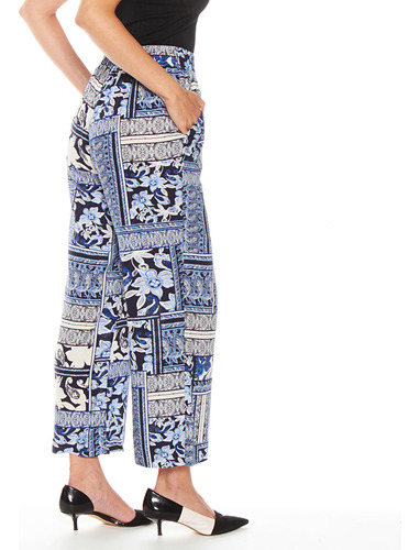 Pantalon De Lino Wados Estampado Con Cintura Elasticada