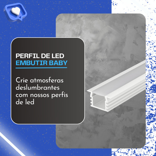 Kit 15 Perfil Led Embutir Slim Baby 13mm 2m P/ Marcenaria