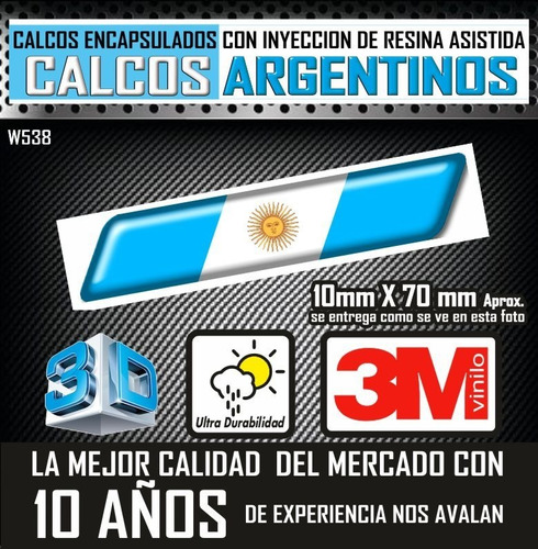 Calco, Sticker Resinado Bandera Argentina - Dome Encapsulado
