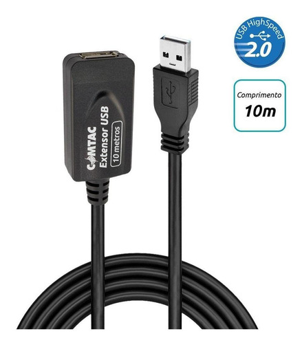 Cabo Extensor Usb 2.0 Am/af 10 Metros Comtac - 9157