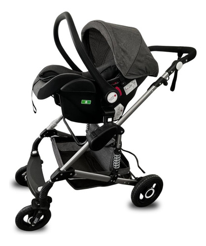 Carriola De Bebé Con Cunita Portabebe Bastón Cochecito 3 En1 Negro Negro
