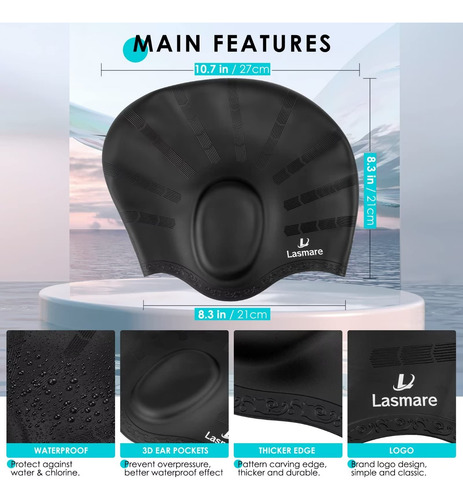 Gorro De Natacion De Cabello Largo Para Mujeres Y Hombres Co
