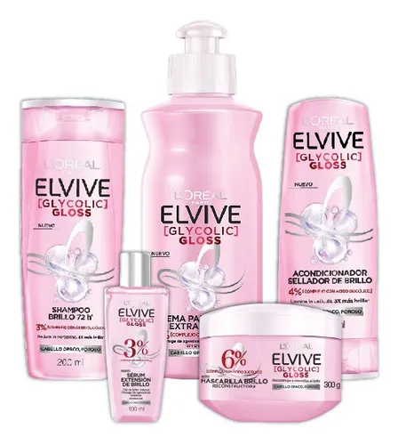 Combo Elvive Glyco Gloss Shampoo + Acond + Macarilla + Crem