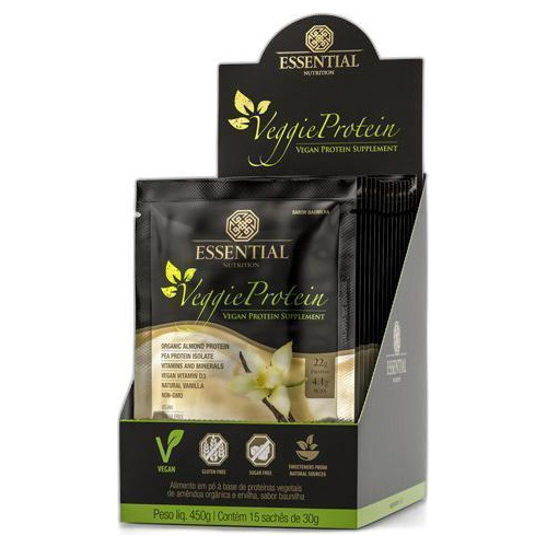 Veggie Protein Vanilla 30g Essential Nutrition 15 Sachês