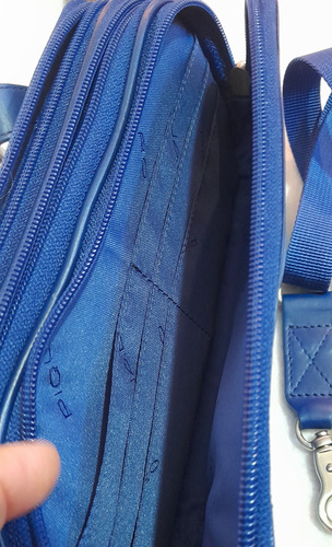 Cartera Piquadro De Mano Con Correa Regulable Azul Oscuro Lisa Níquel Azul Oscuro (Usado)