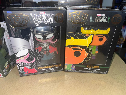 Funko Pop! Venom Thor Kid Loki Blacklight Set Pin