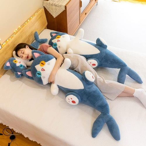 Lindo Tiburón Gato Peluche Juguete Almohada De Felpa Y