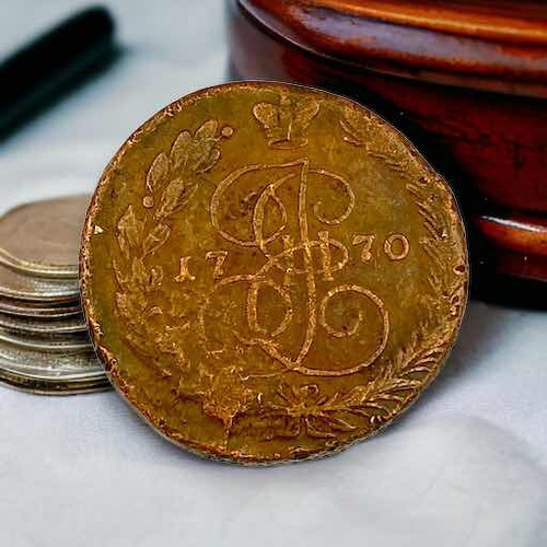Wow Moneda Antiquisima Rusia Imperial 5 Kopecks Año 1770 (Usado)