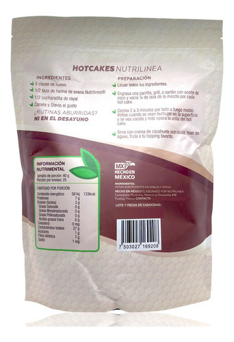 Harina De Avena Para Hotcakes Frappuccino 1 Kg Nutrilinea
