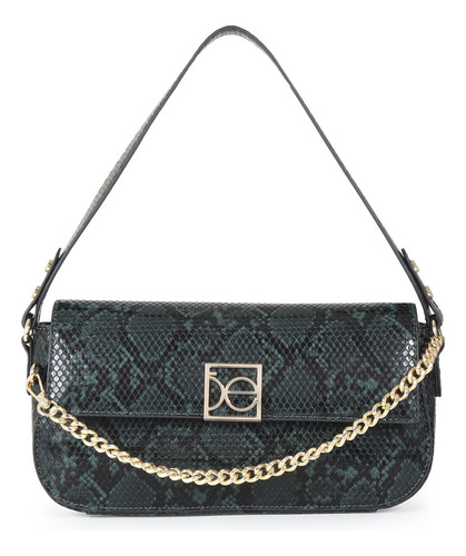 Bolsa Baguette Para Mujer Cloe Con Cadena Decorativa Color Verde