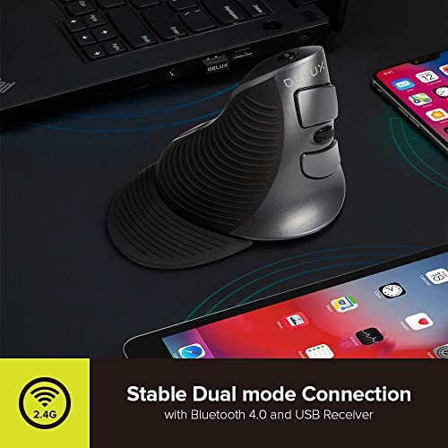 Ratón Ergonómico Inalámbrico Delux, Ratón Vertical Recargabl