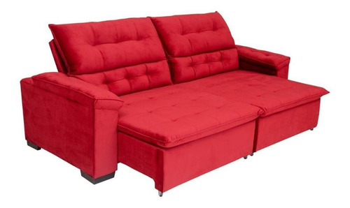 Sofá Retrátil Reclinável 4 Lugares Arezzo 2,44m Vermelho