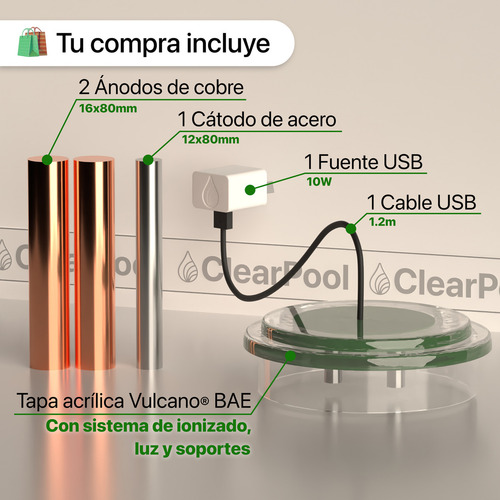 Ionizador Clearpool® Línea Usb Para Piscina Pileta Antisarro | Para Bomba Vulcano Bae/bas
