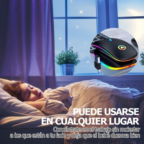 Imagen 5 de 7 de Portátil Recargable Ratón Inalámbrico 2.4g Mouse Silencio