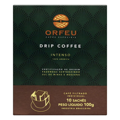 Imagem 1 de 3 de Café Filtrado Intenso Orfeu Drip Coffee Caixa 100g 10 Unidades
