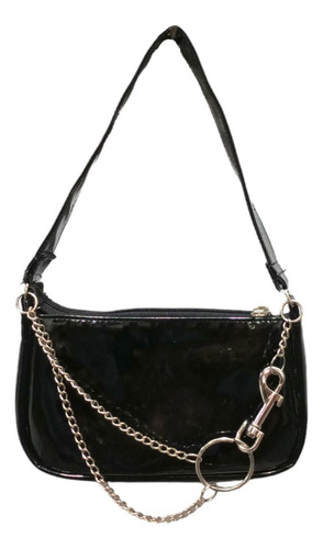 Cartera Baguette Mini Bag Brillosa Con Cadena