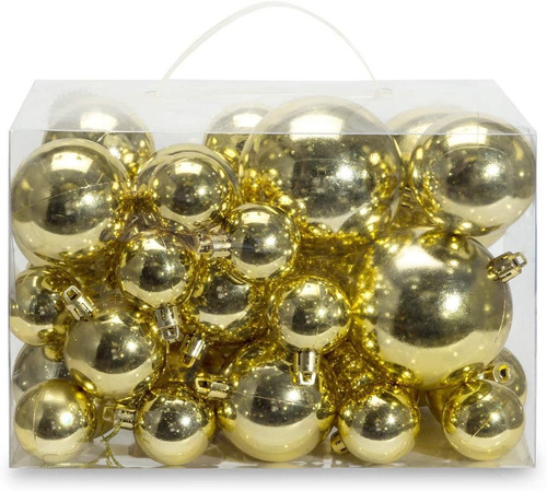 40 Bolas Para Arbol De Navidad Ams 4 Tamaños - Dorado Oro