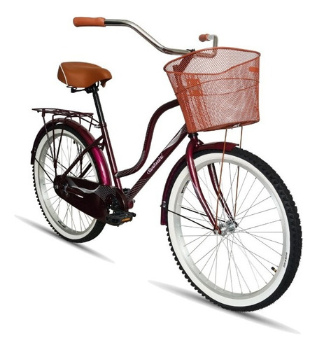 Bicicleta urbana femenina Black Panther Urbana Santorini  2021 R26 freno contrapedal color morado con pie de apoyo