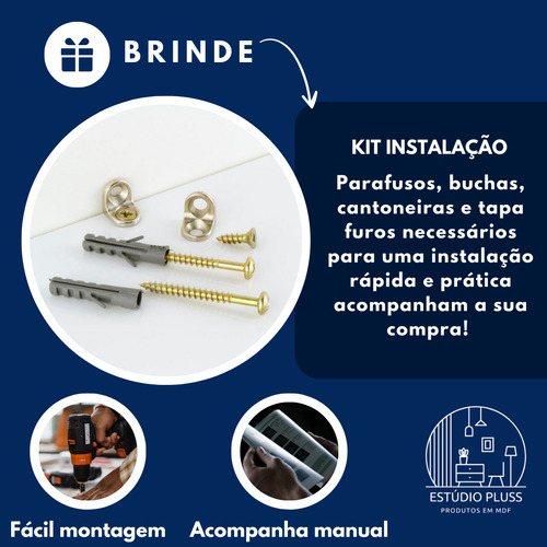 Kit 5 Nichos U 30x10x10 Mdf Decoração Livros Prateleiras Preto