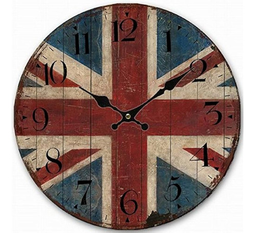 Reloj De Pared De Madera Telisha Reino Unido Bandera Británi