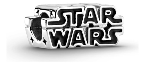 Charm Logo Star Wars 3d Plata Color Negro